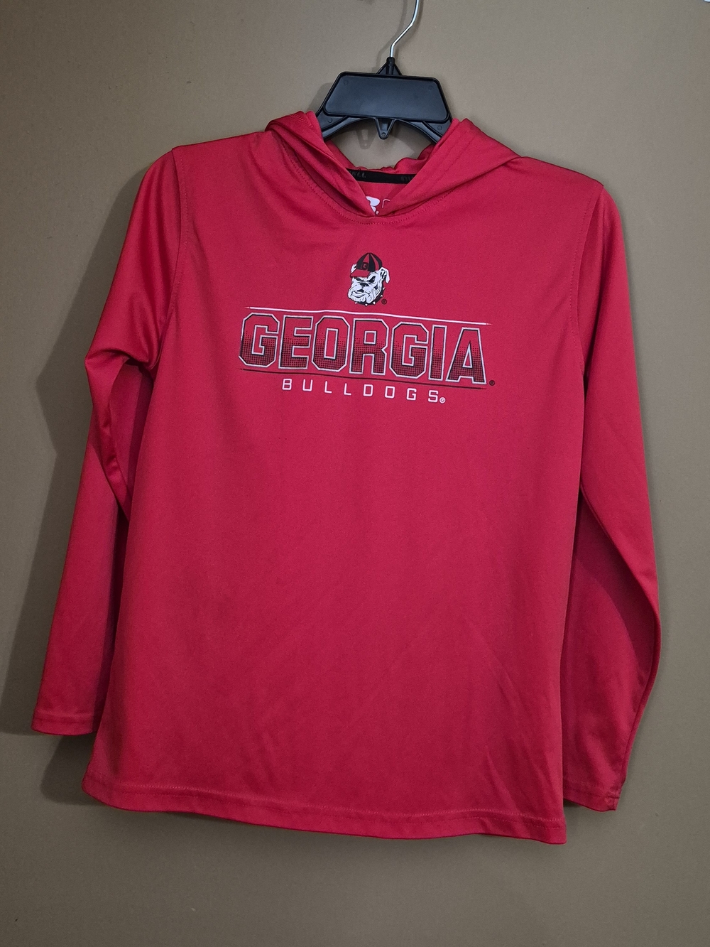 Russell Athletic Red Georgia Bulldogs Hooded Pullover Shirt L/G 10-12 Youth